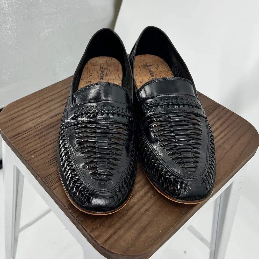 Deer Stags Puebla Black Woven Huarache Loafers Mens Size 12M Dress Shoes